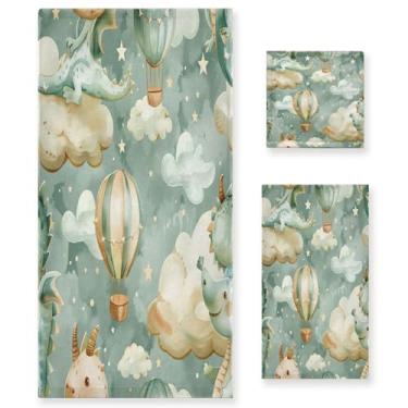 Imagem de xigua Conjunto de toalhas de banheiro aquarela dragões absorvente macio 3 peças toalha de banho toalha de mão toalhas decorativas para banheiro, academia, hotel, praia, piscina