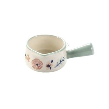 Imagem de Jarro de leite pintado à mão com alça de cerâmica pires de molho de bife ocidental pote de leite e xarope (azul)