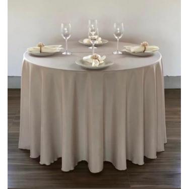 Imagem de Toalha de Mesa Redonda Tecido Oxford 260 x 260 cm Para Festa Buffet e Jantar (Areia)