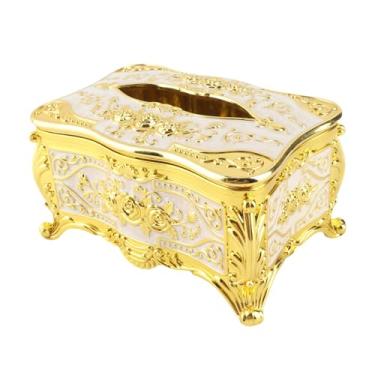 Imagem de Siwoted caixa de tecido capa titular luxo guardanapo facial toalha papel organizador sala jantar ornamentos rosa padrão ouro branco