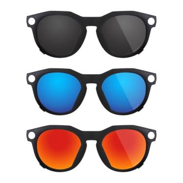 Imagem de Fiskr Óculos de sol polarizados clip-on sobre óculos para Oakley Meta HSTN O8002 51 mm - Proteção UV - Preto clássico e azul gelo e vermelho fogo