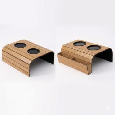 Imagem de Kit 2 Esteiras Sofa Porta Copo Porta Controle MDF Flexível 40x29 Organizacao Sala Caramelo Tabaco Apoio Bebidas Controles Estofado (Caramelo)