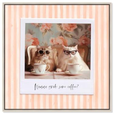Imagem de Art Remedy Coffee Date Polaroid Canvas Kids Art Prints, moldura prata, 40,6 cm x 40,6 cm