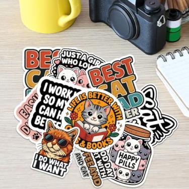 Imagem de 10 peças de adesivos engraçados para gatos, adesivos de vinil fofos para mamãe e papai com citações como a vida é melhor com gatos, eu faço o que eu quero, facilmente distraído por gatos, adesivos de