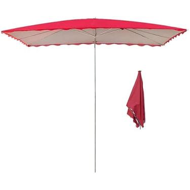 Imagem de HHHJQFAAT Guarda-sol grande ao ar livre com altura ajustável, dossel dobrável comercial, isolamento térmico, à prova de chuva, protetor solar, guarda-sol de jardim quadrado 3x2m (vermelho)