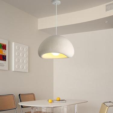 Imagem de Lustres modernos de bom gosto para sala de jantar, luminária pendente criativa em resina, soquete E27, altura ajustável, para sala de estar, cozinha, quarto, hall de entrada (branco, 40).