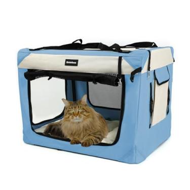 Imagem de Caixa de transporte dobrável para cães de viagem, canil portátil com laterais macias, transportadora de gatos extragrande com tapete de pelúcia macio para ambientes internos e externos, 28 x 20 x 20 p
