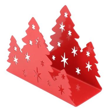 Imagem de Dpofirs Porta-guardanapos, Design de árvore de Natal Em Aço Inoxidável, Suporte para Toalha de Papel e Suporte de Tecido, para Decoração de Mesa de Jantar, Porta-guardanapos de Mesa de (Vermelha)