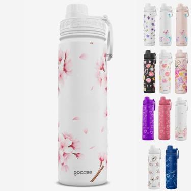 Imagem de Garrafa Térmica Gocase Original Premium Estampas 650ml, Branca Floral 