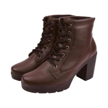 Imagem de Coturno Feminino Bota de Salto Alto CM Calçados Confortável Macio Plataforma Tratorado Cano Médio-Feminino