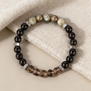 Imagem de Pulseiras elásticas para mulheres, homens, olho de tigre natural, lápis-lazúli, contas de cristal, pulseiras elásticas para alegria, felicidade, prazer, joias empilháveis para homens, pulseiras