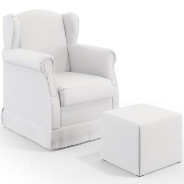 Imagem de Poltrona De Amamentação Com Balanço E Puff Elisa P02 Facto Branco - Lyam Decor