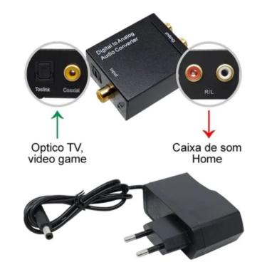 Imagem de Conversor Óptico para Analógico (rca) Só O Conversor Sem Cabos