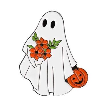 Imagem de Broche De Esmalte Gótico De Halloween Com Caveira, Aranha, Esqueleto E