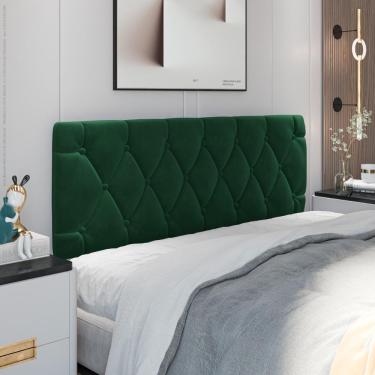 Imagem de Cabeceira Almofadada Grazy - 140cm Suede Madeira Verde - Movelove Verde