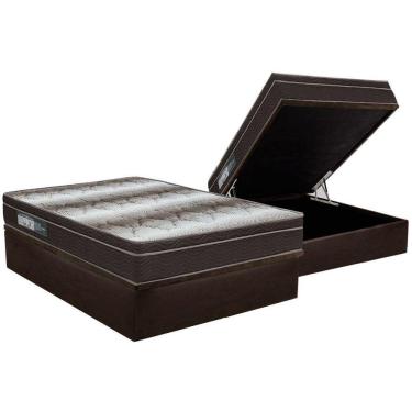 Imagem de Cama Box Baú Casal Colchão Anatômico Ortobom Ortopédico Light + Base Crc Courano Brown(138x188)