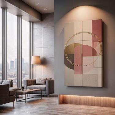Imagem de Quadros Decorativos Equilíbrio Geométrico 90x60 Moderno Luxo Sala Quar