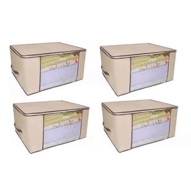Imagem de Kit 4 Organizadores Multiuso Marfim 60x45x30cm 621 VB Home