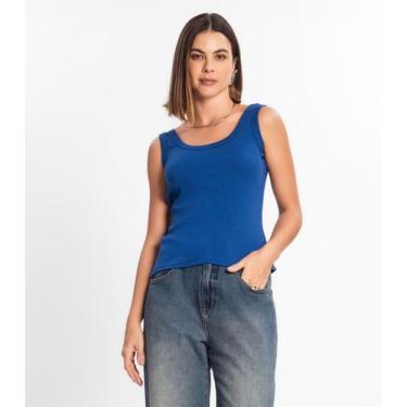 Imagem de Regata Feminina Em Ribana Rovitex Azul, P, Azul