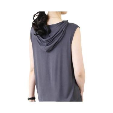 Imagem de Camiseta Regata Solta Com Capuz E Gola Redonda, Cor Sólida, Tamanho Gr