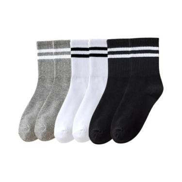 Imagem de Meias Femininas De Cano Médio 3-10 Pares Respiráveis Confortáveis Abso