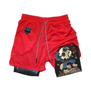 Imagem de Shorts Esportivos Respiráveis Masculinos Pokémon Bulbasaur Moda Verão 