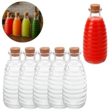 Imagem de 5 Garrafas de Vidro Colmeia Tampa Rolha P/ Bebidas 270ml - Lyor