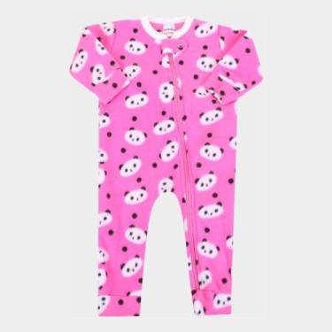 Imagem de Macacão Pijama Longo Bebê Candy Kids Soft Fleece Feminino, Rosa, 3/6M