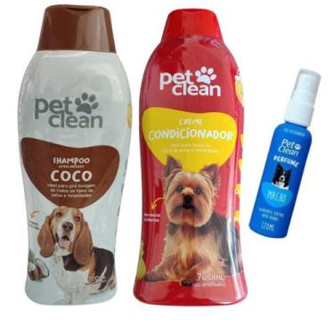 Imagem de Kit Banho PetClean Shampoo Coco + Condicionador + Perfume Cães Gato Ba