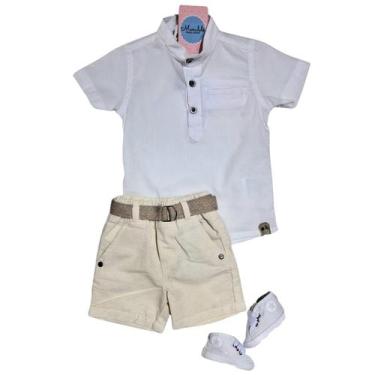 Imagem de Roupa para Batizado Menino conjunto camisa e bermuda social infantil b