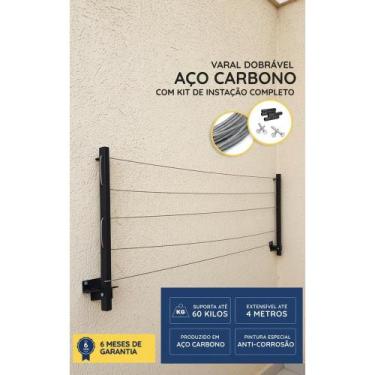 Imagem de Varal Retrátil Alumínio Preto 20m - Economiza Espaço! - Congratulation