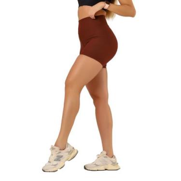 Imagem de Shorts Biker Curto Feminino Poliamida Alta Compressão Cós Largo Duplo 