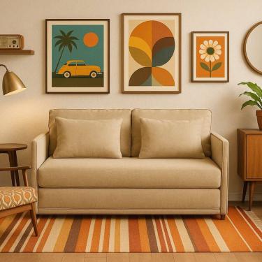 Imagem de Sofá-cama Casal 152cmx90cm Linho Charlie Bege