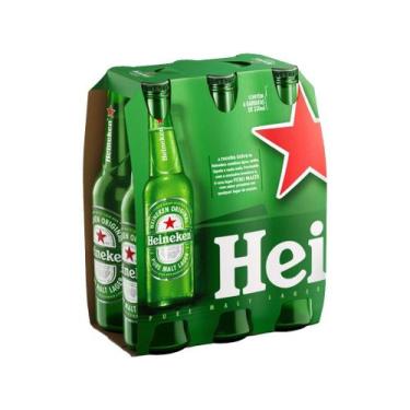 Imagem de Cerveja Long Neck Pilsen Heineken 330ml com 6 Unidades