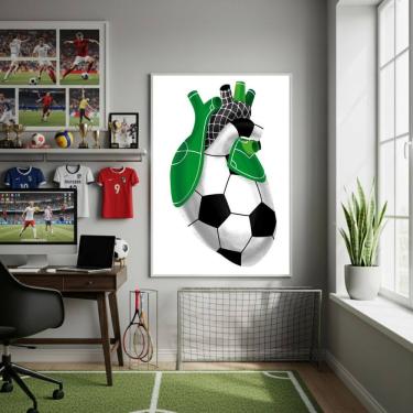 Imagem de Quadro Decorativo Coração De Futebol-70x50cm