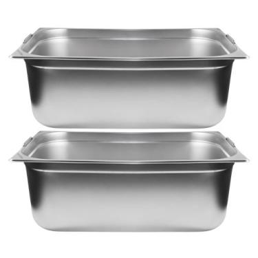 Imagem de Kit Duas Cubas Gastronomica Padrão Gn 1/1 200mm Inox Com Alça e Tampa 