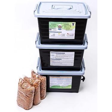 Imagem de Composteira doméstica 105L kit econômico - Reduza seu lixo orgânico e produza adubo orgânico