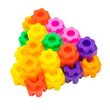 Imagem de Brinquedo De Montar Interativo Plastico Blocos Infantil Coloridos Hexagonais Encaixar