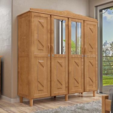 Imagem de Guarda-roupa 4 Portas 3 Gavetas Brasil Freijó Madeira Pinus - Cavazotto