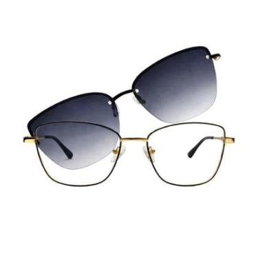 Imagem de Óculos de Grau com Clip On Solar Magnético 2 em 1 Proteção UV-Unissex