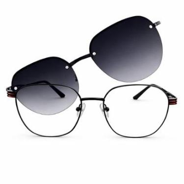Imagem de Óculos de Grau com Clip On Solar Magnético 2 em 1 Proteção UV-Unissex