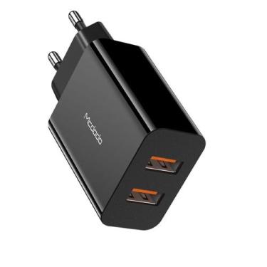 Imagem de Carregador Turbo ultra rápido 2P e 2 entradas USB 18W Preto - MCDODO