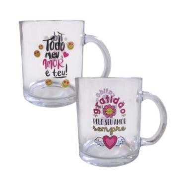 Imagem de Kit 2 Caneca Vidro Te Amo Amor Dia Das Mães Namorados 330ml - KeHome, 