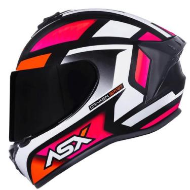 Imagem de Capacete Feminino Fechado Asx Draken Spirit Rosa Branco Moto, Preto Ro