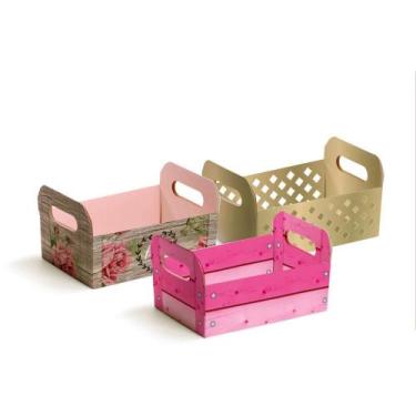 Imagem de Cesta de Papel Caixote M 22X15X8CM Decorado - Pacote com 10 - Cromus