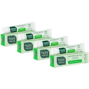 Imagem de Kit 4 Creme Dental Boni Natural Sem Fluor Menta Melaleuca Antisseptico