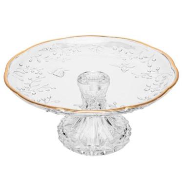 Imagem de Prato para Bolo com Pé New Butterfly Fio de Ouro Cristal - Lyor