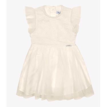 Imagem de Vestido Infantil Tule Bordado Trick Nick Bege
