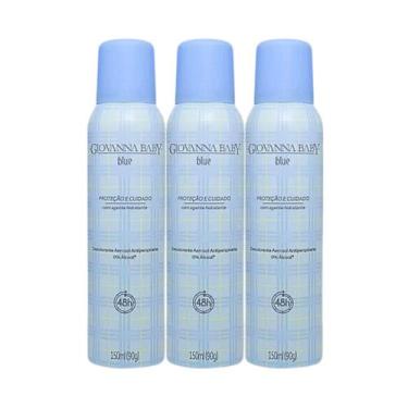 Imagem de Kit Desodorante Giovanna Baby Blue Aerosol 48h 3 unid