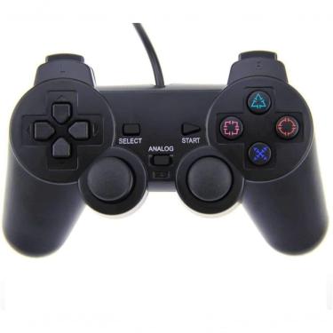 Imagem de Controle Aquilae Dualshock Compatível com Playstation 1 e 2 com Fio Preto